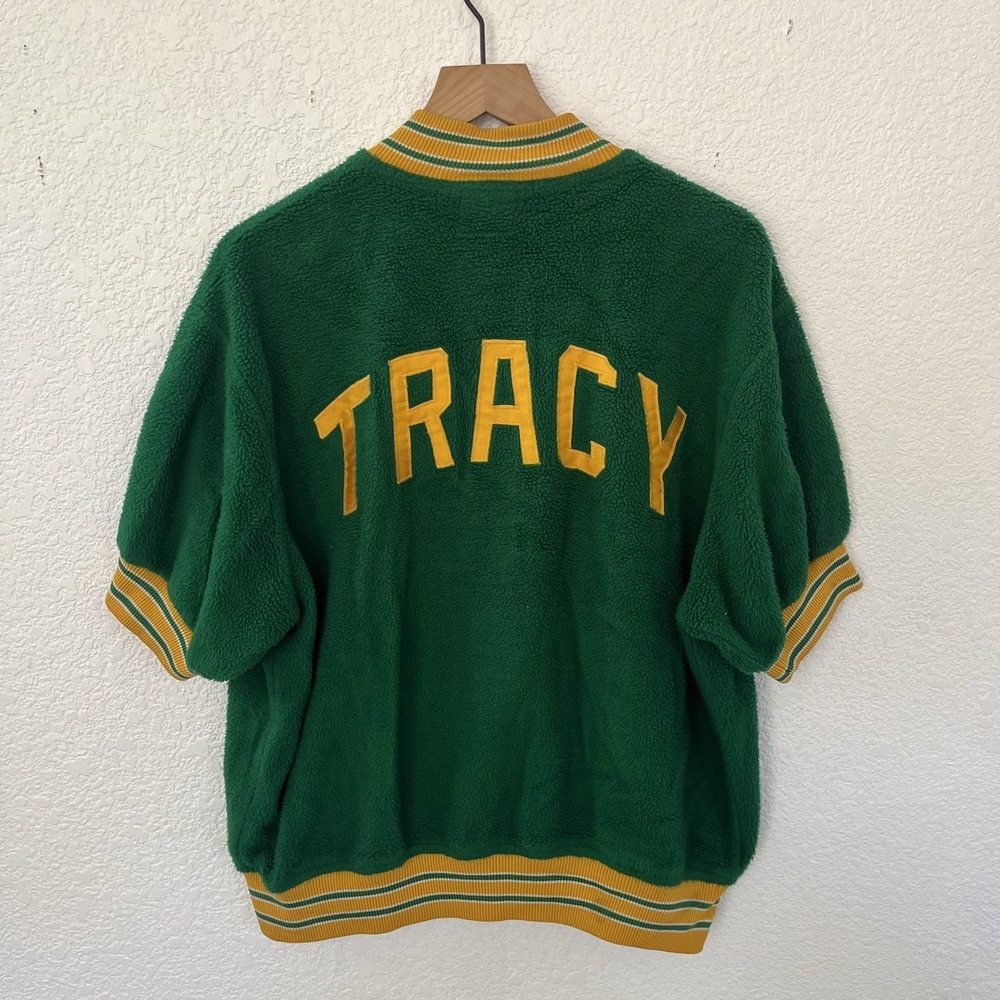 Vintage Wilson Tracy CA Fleece Cardigan Jacket Men's 44 Green Varsity 80s